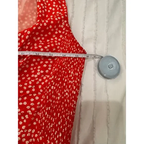 Rebecca Taylor Malia Twist Front Floral Silk Midi Dress Women's 4 Red Garden - Picture 12 of 16